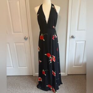 Leith Black Floral Maxi Dress